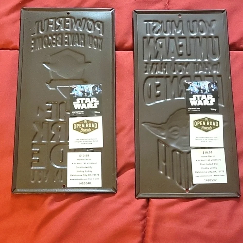 Two Disney Star Wars Metal Signs